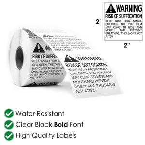 warning stickers, warning sticker, warning, suffocation warning labels, warning labels, choking hazard stickers