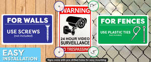 warning security cameras in use signs, on camera sign, video and audio surveillance signs, video recording