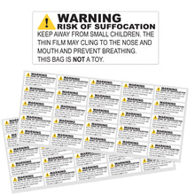 Load image into Gallery viewer, suffocation warning labels, warning labels, choking hazard stickers, suffocation, warning stickers, warning sticker
