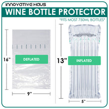 Load image into Gallery viewer, wine shipping sleeves, wine bubble wrap sleeve, wine packing for travel, bottle travel protector, inflatable wine bags
